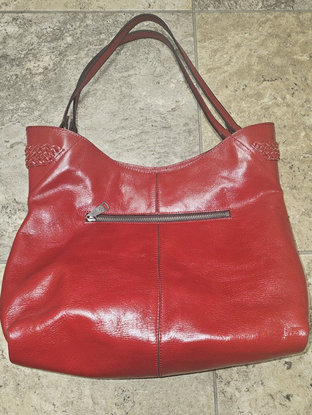 Patricia Nash Red Leather Hobo Shoulder Bag